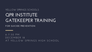 Families Invited to Gatekeeper Training for Suicide Prevention